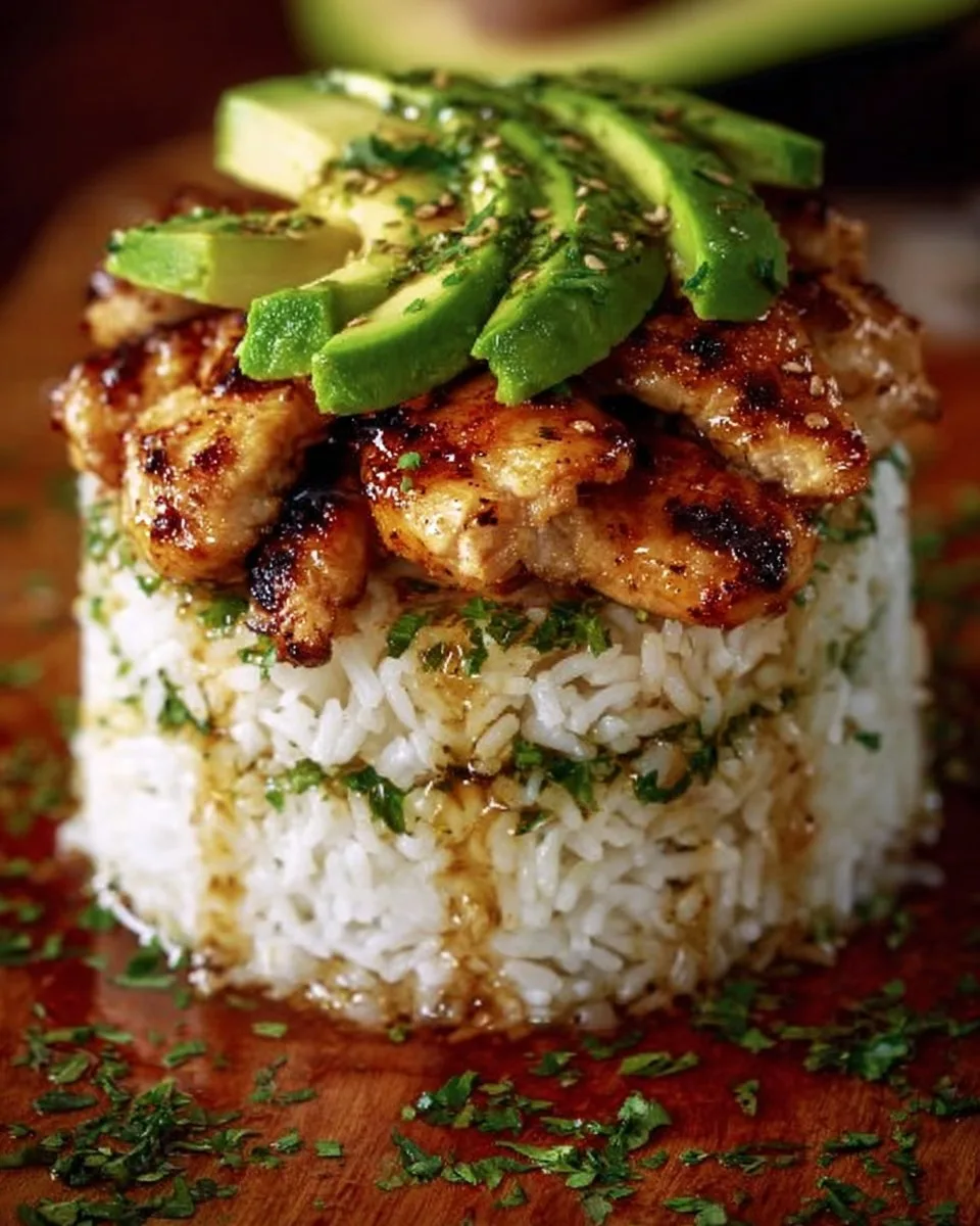 Honey Lime Chicken & Avocado Rice Stack