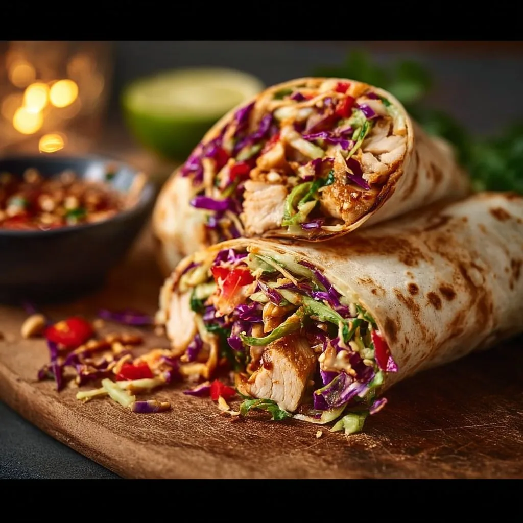 Thai Chicken Wrap with Crunchy Asian Slaw