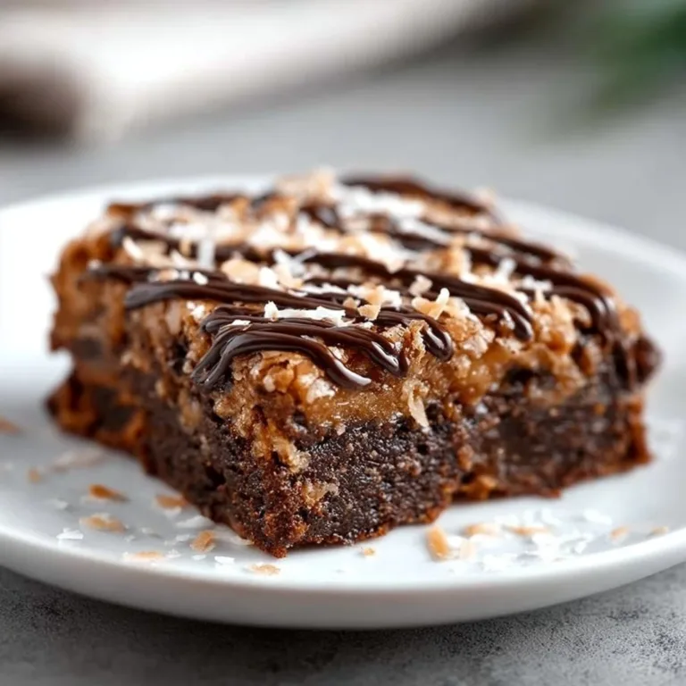 Delicious Samoa Brownies topped with caramel and coconut flakes