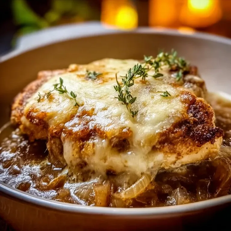 Savory French Onion Chicken Bake served for cozy family dinner
