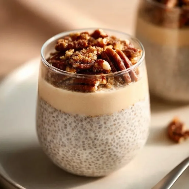 Southern pecan pie in a jar chia pudding with pecans and chia seeds