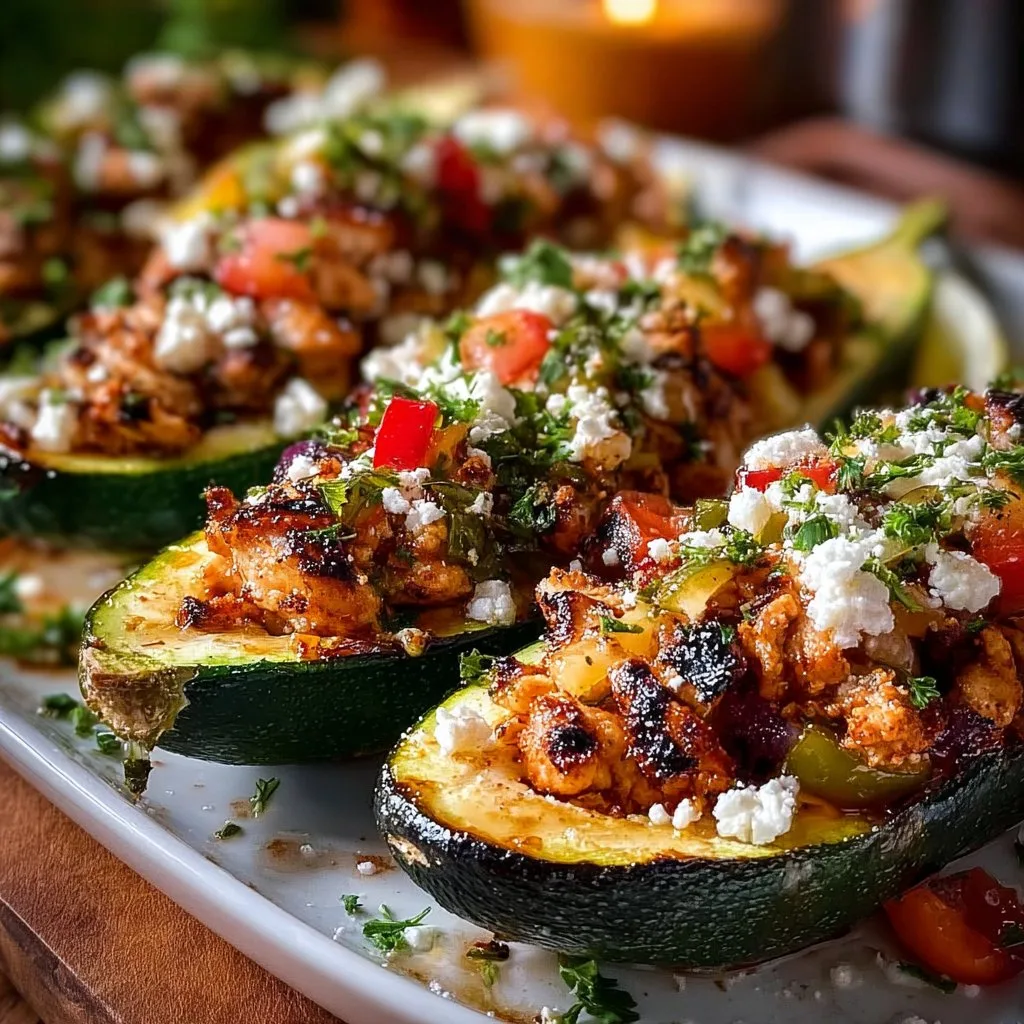 Mediterranean Chicken Zucchini Boats