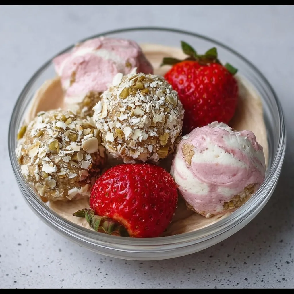 No-Bake Strawberry Cheesecake Protein Balls