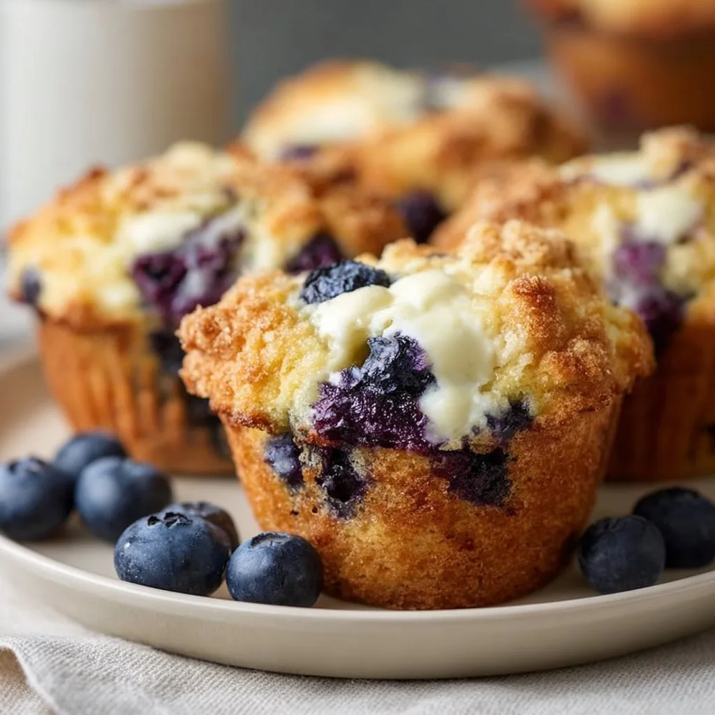 Blueberry Cream Cheese Protein Muffins