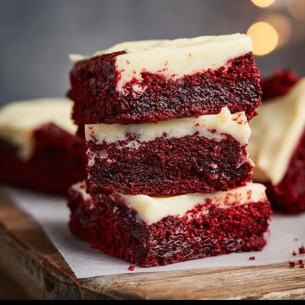 Chewy Red Velvet Brownies with Cream Cheese Frosting