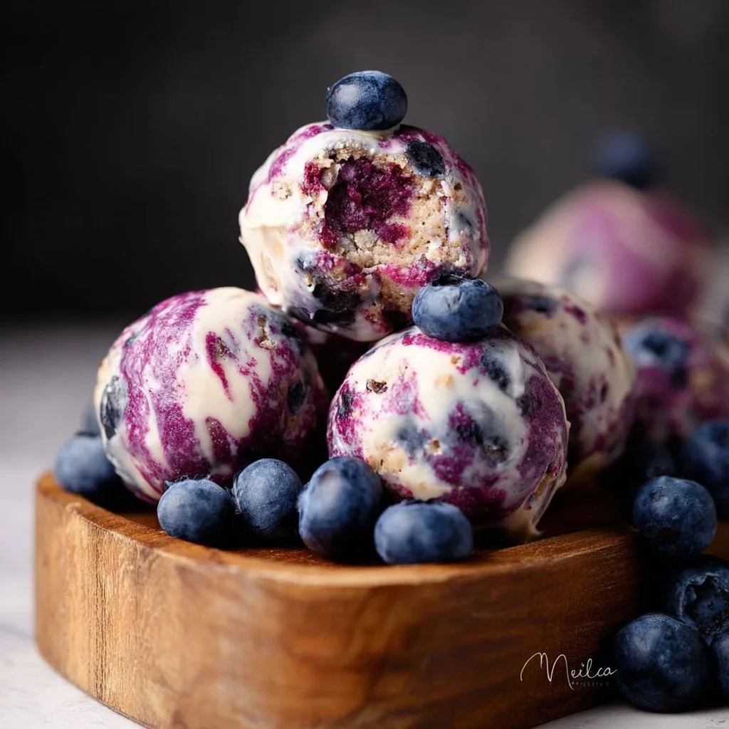 Guilt-Free Blueberry Cheesecake Protein Bites | High-Protein
