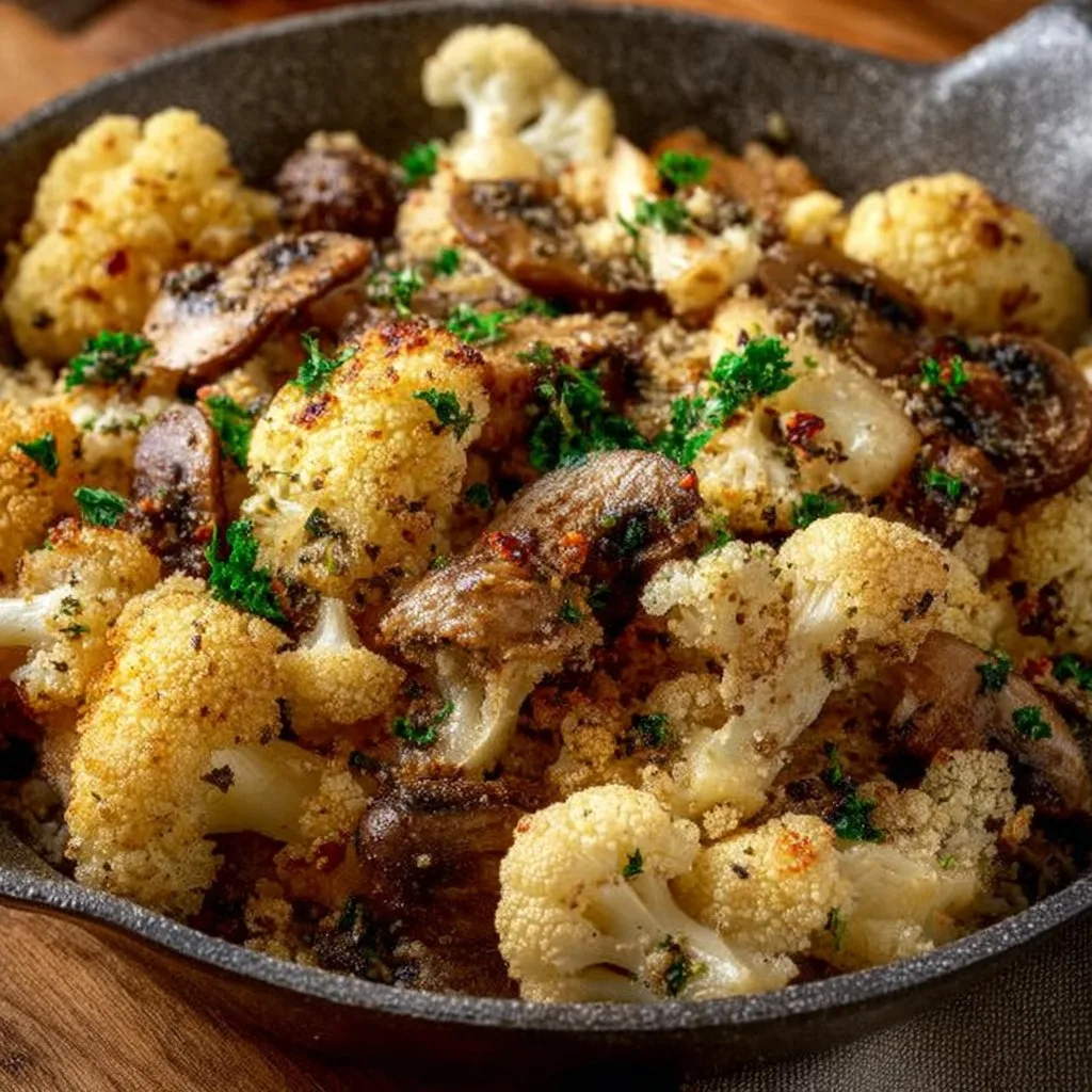 Garlic Cauliflower Mushroom Skillet