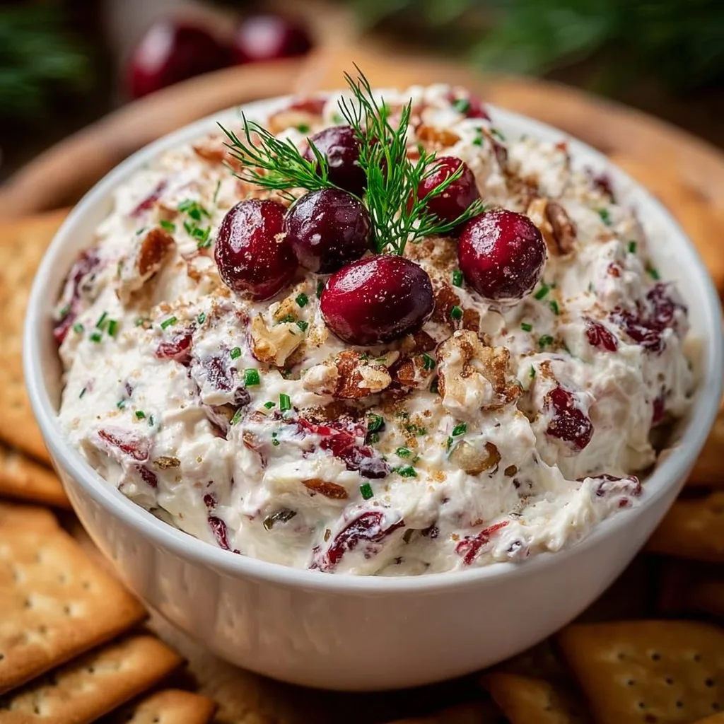 Cranberry Pecan Snowflake Cream Cheese Dip