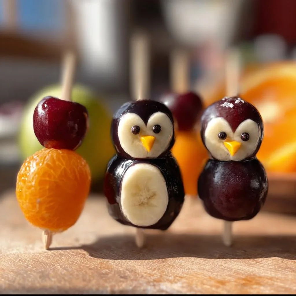 Penguin Fruit Skewer Army