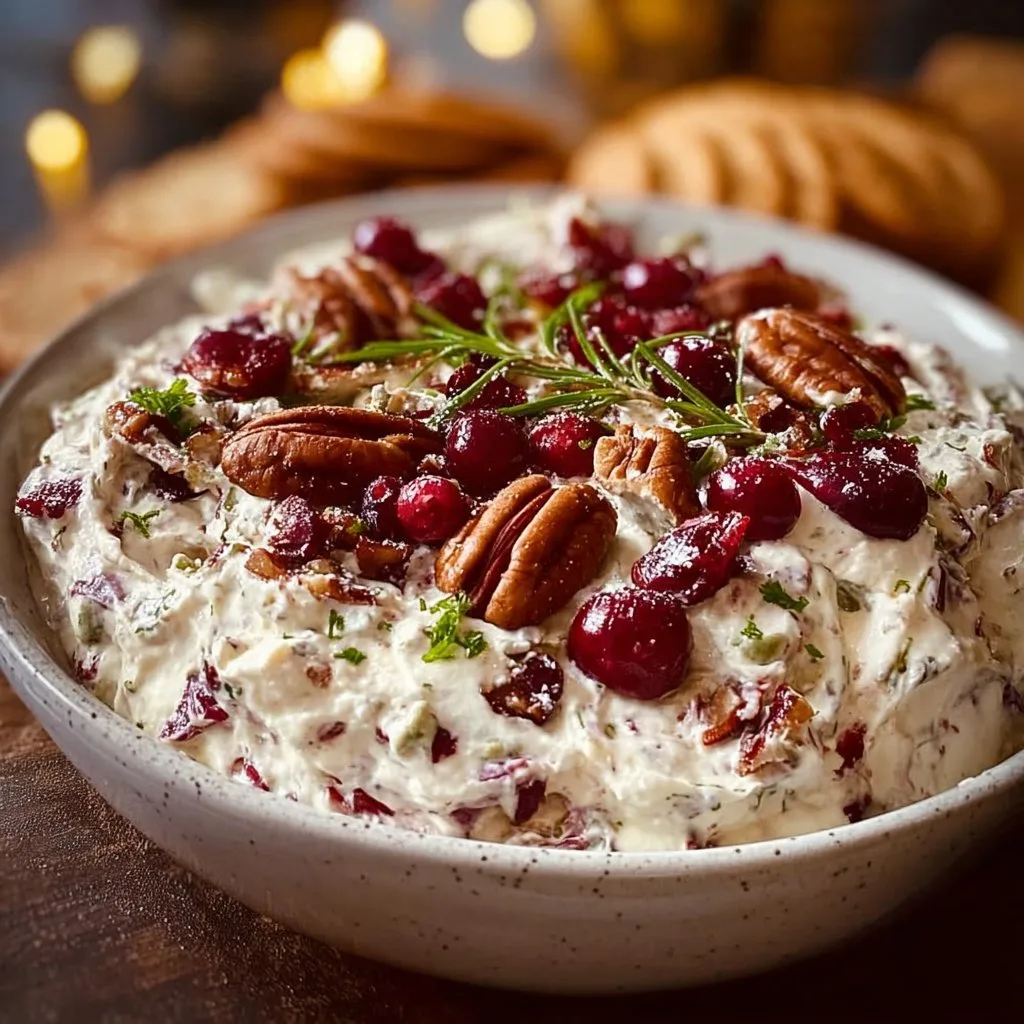 Cranberry Pecan Snowflake Cream Cheese Dip