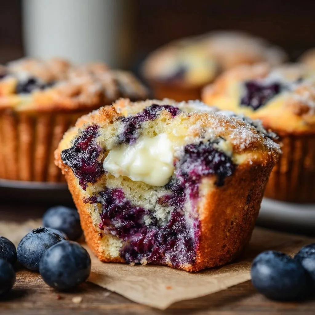 Blueberry Cream Cheese Protein Muffins