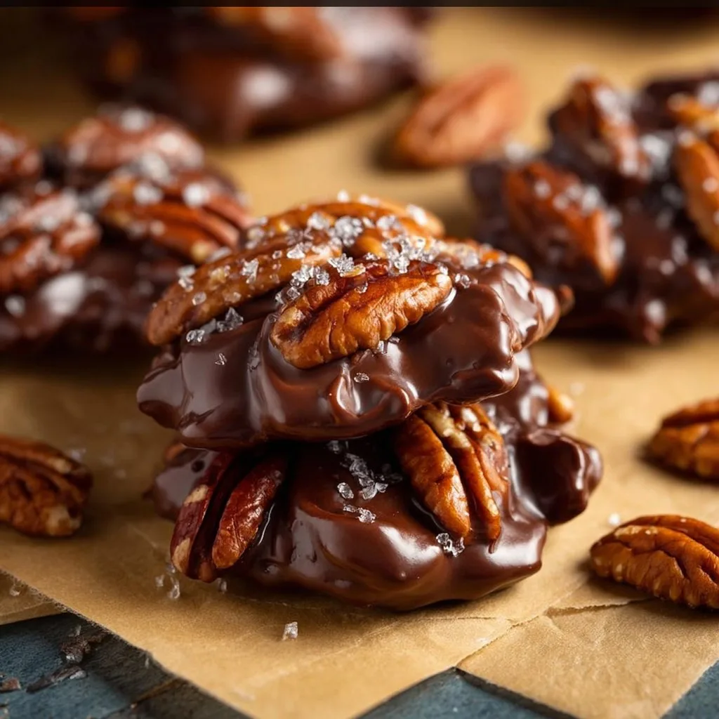 Chocolate Pecan Turtle Clusters