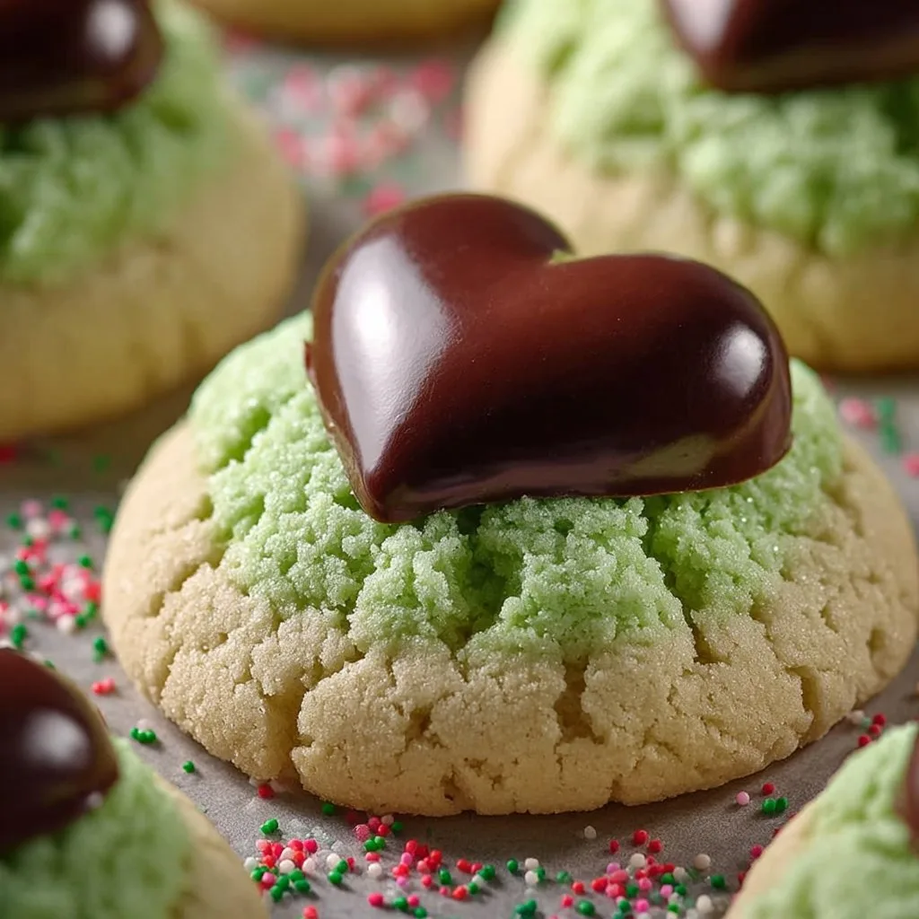 Grinch Cookies with Hershey's Kiss