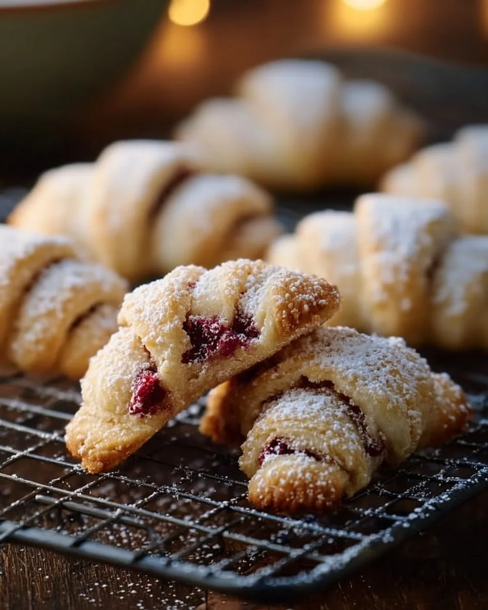 Raspberry Almond Crescent Cookies