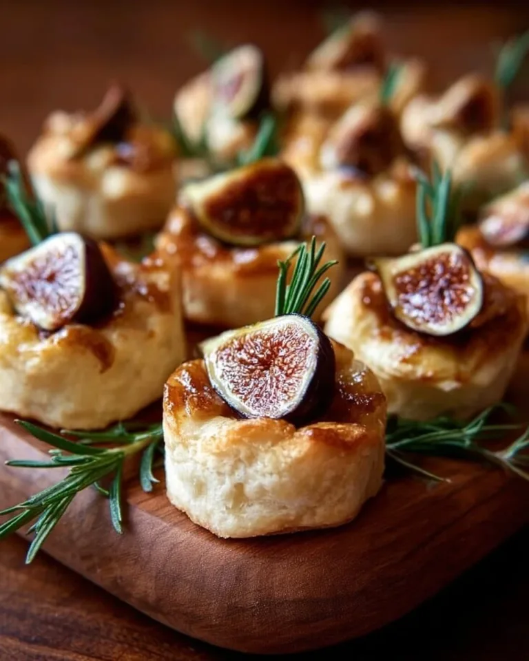 Delicious Fig Brie Bites with sweet figs and creamy brie served on a platter.