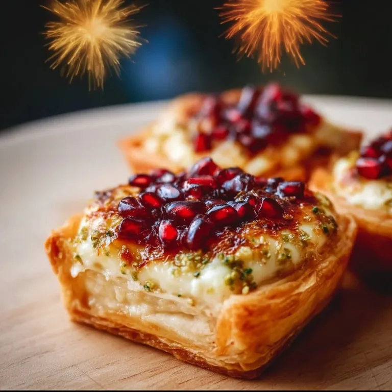 Delicious Fireworks Brie Tartlets with vibrant toppings ready for a festive gathering.