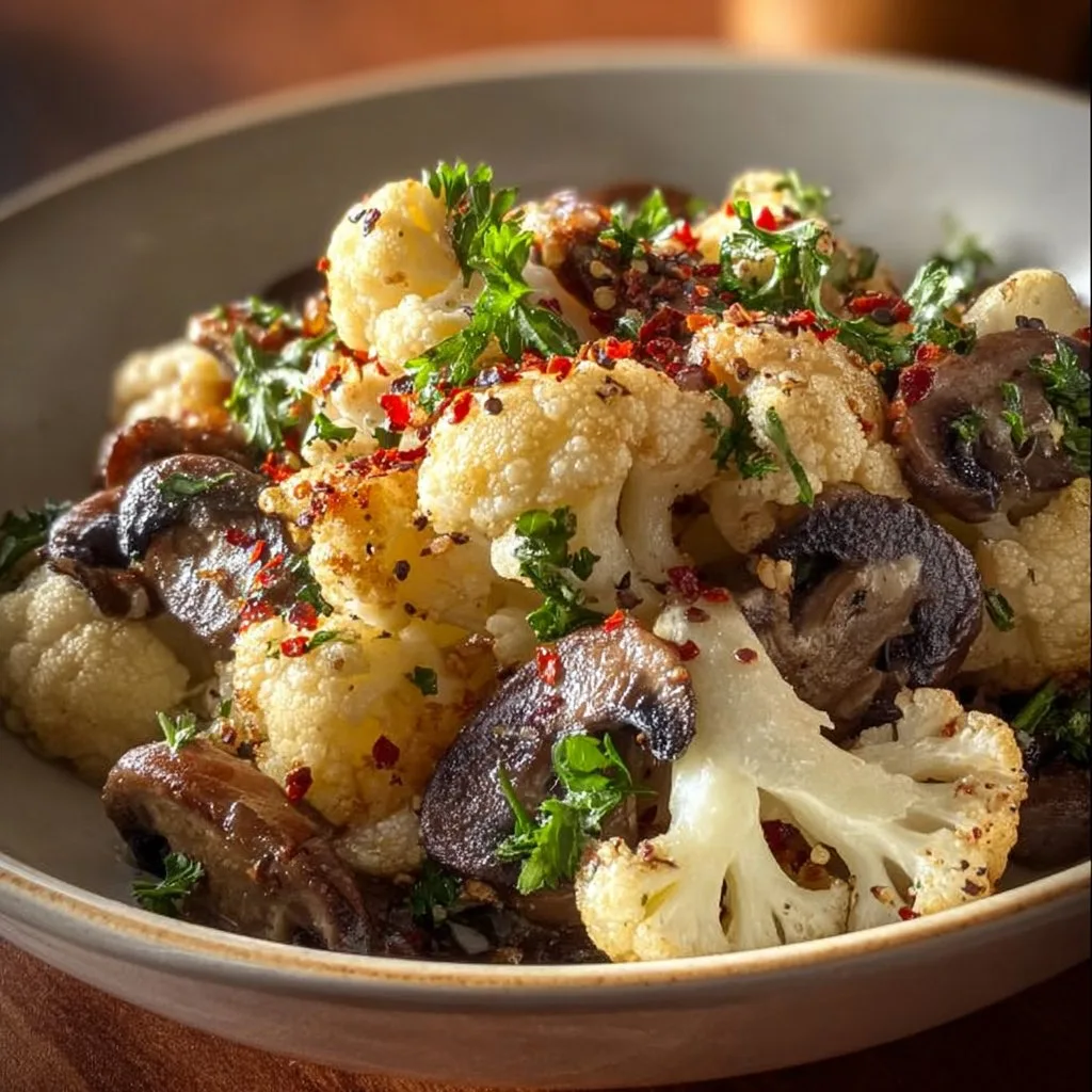 Garlic Cauliflower Mushroom Skillet