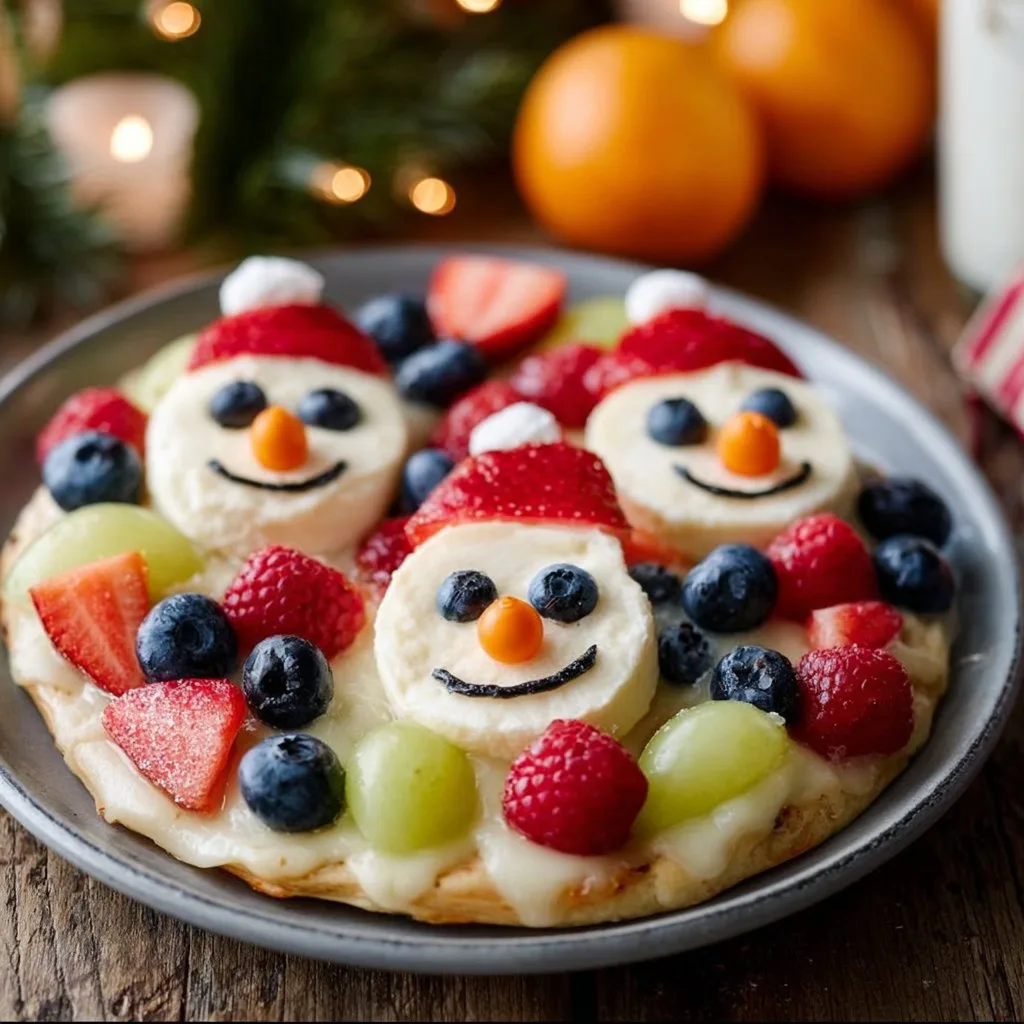 Melting Snowman Fruit Pizza
