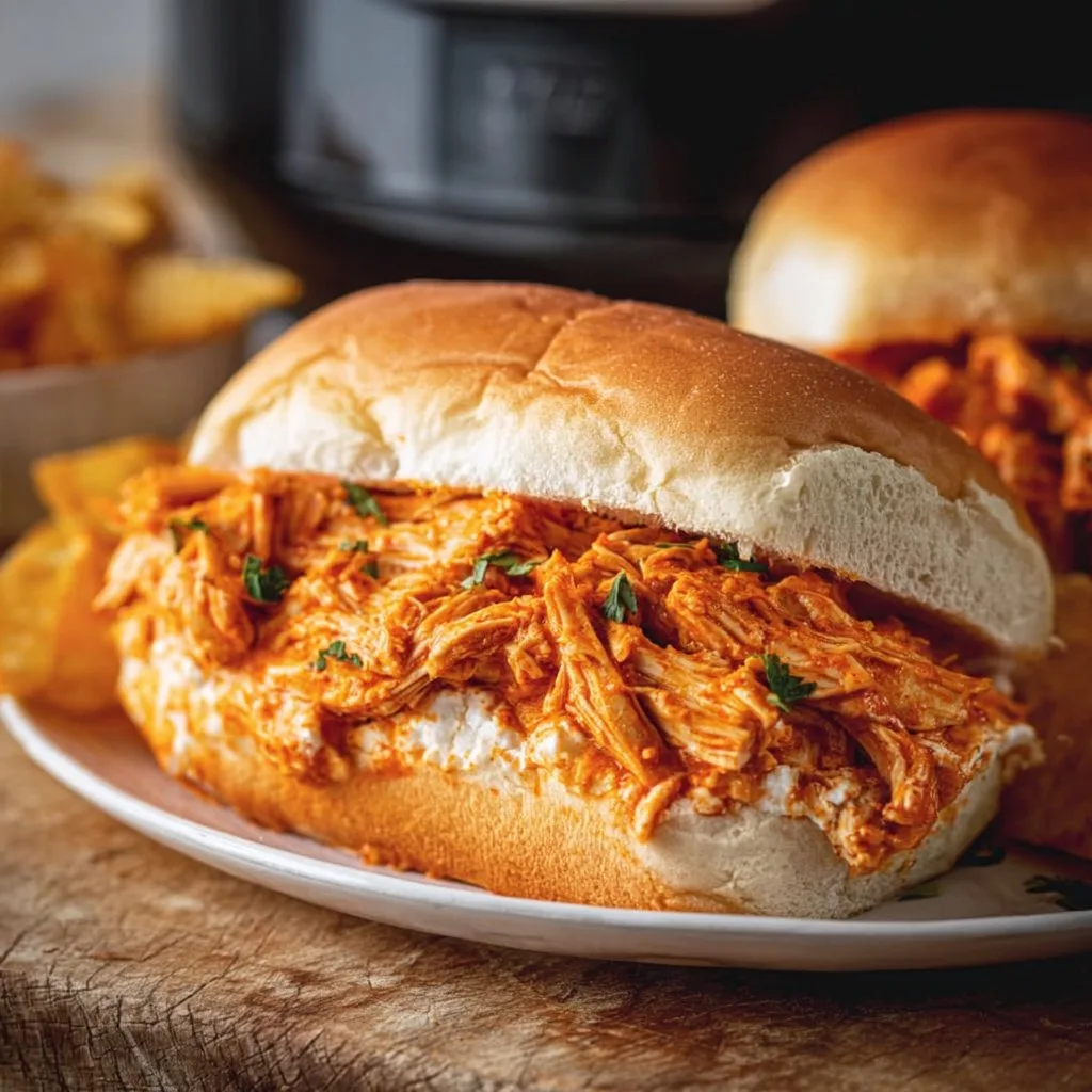 Slow Cooker Buffalo Chicken Sandwiches