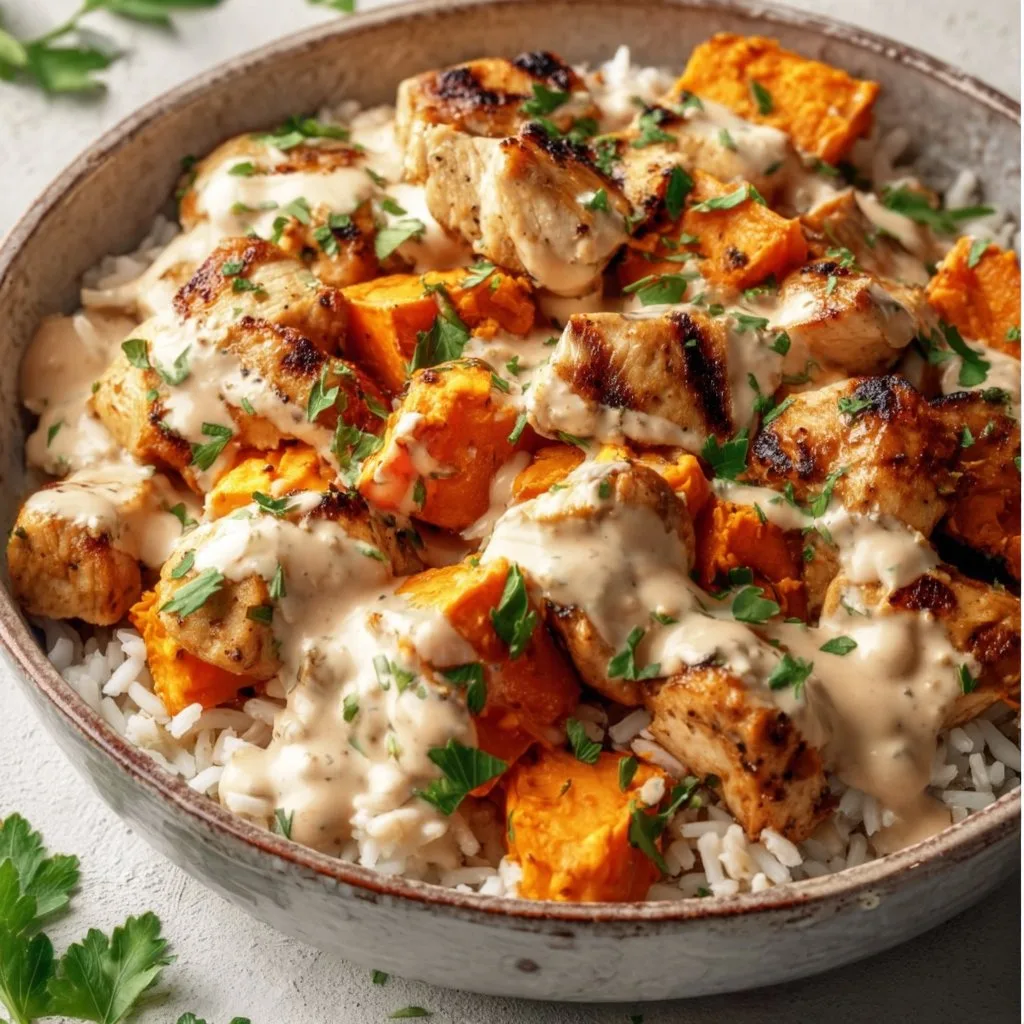 Healthy Chicken & Sweet Potato Rice Bowl
