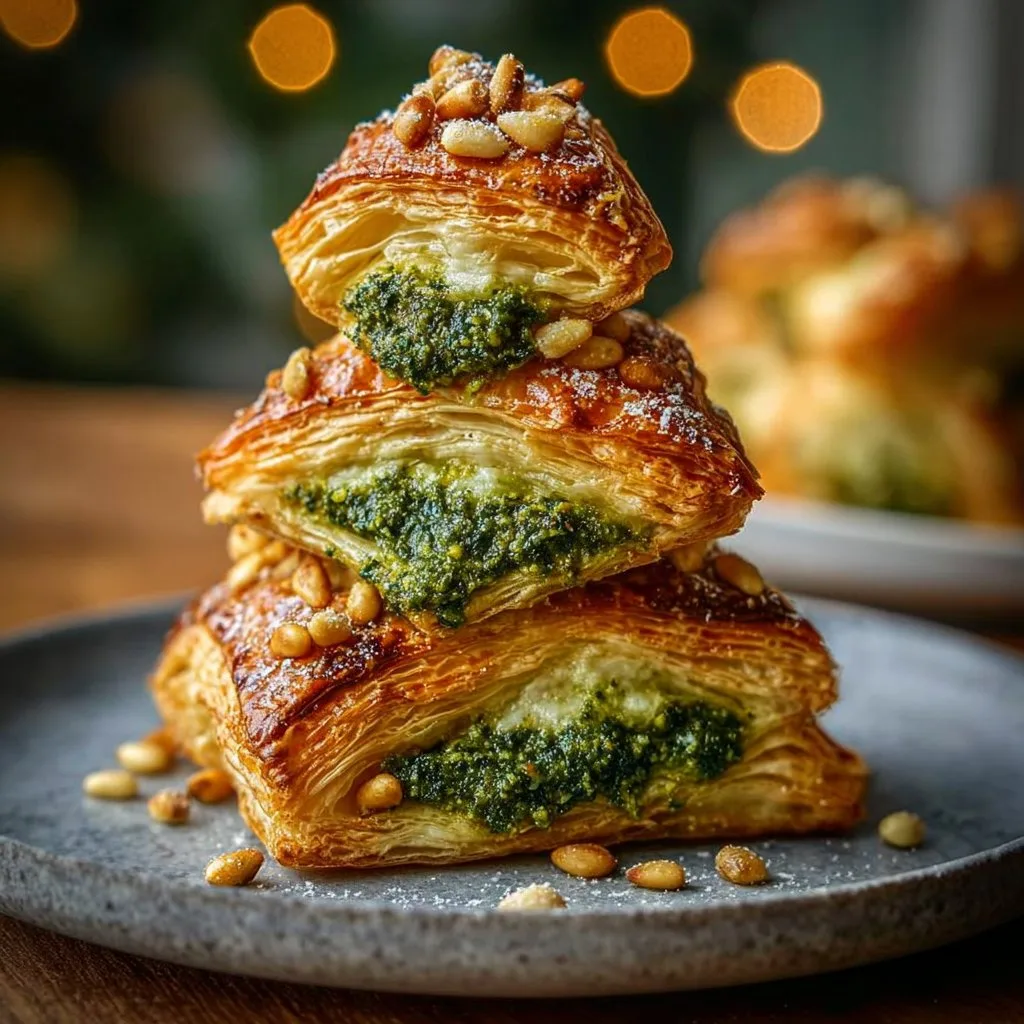 Basil Pesto Cheesy Puff Pastry Christmas Tree