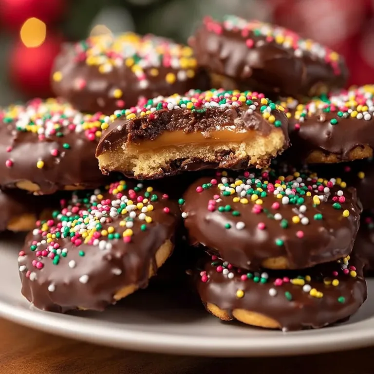 Delicious Reese Cup Ritz Cracker Cookies topped with chocolate and peanut butter