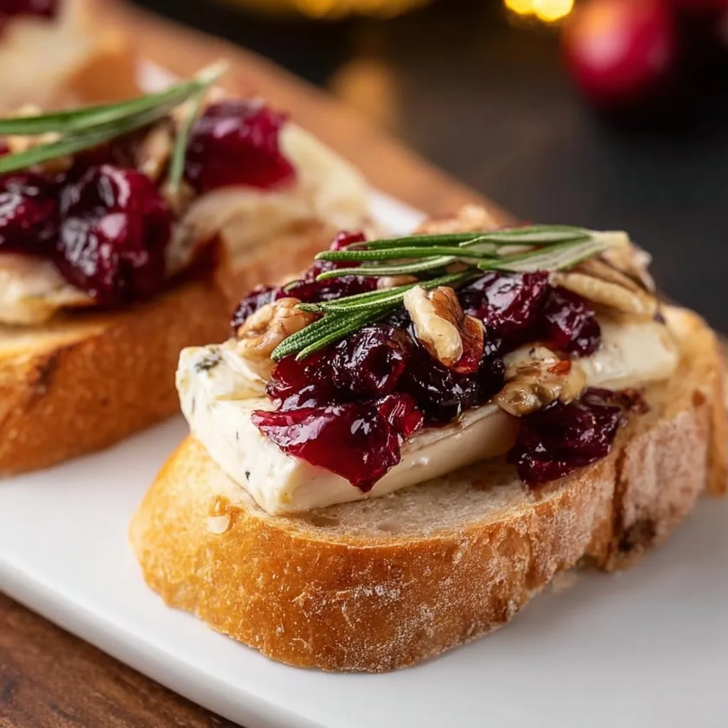 Quick Cranberry Brie Crostini