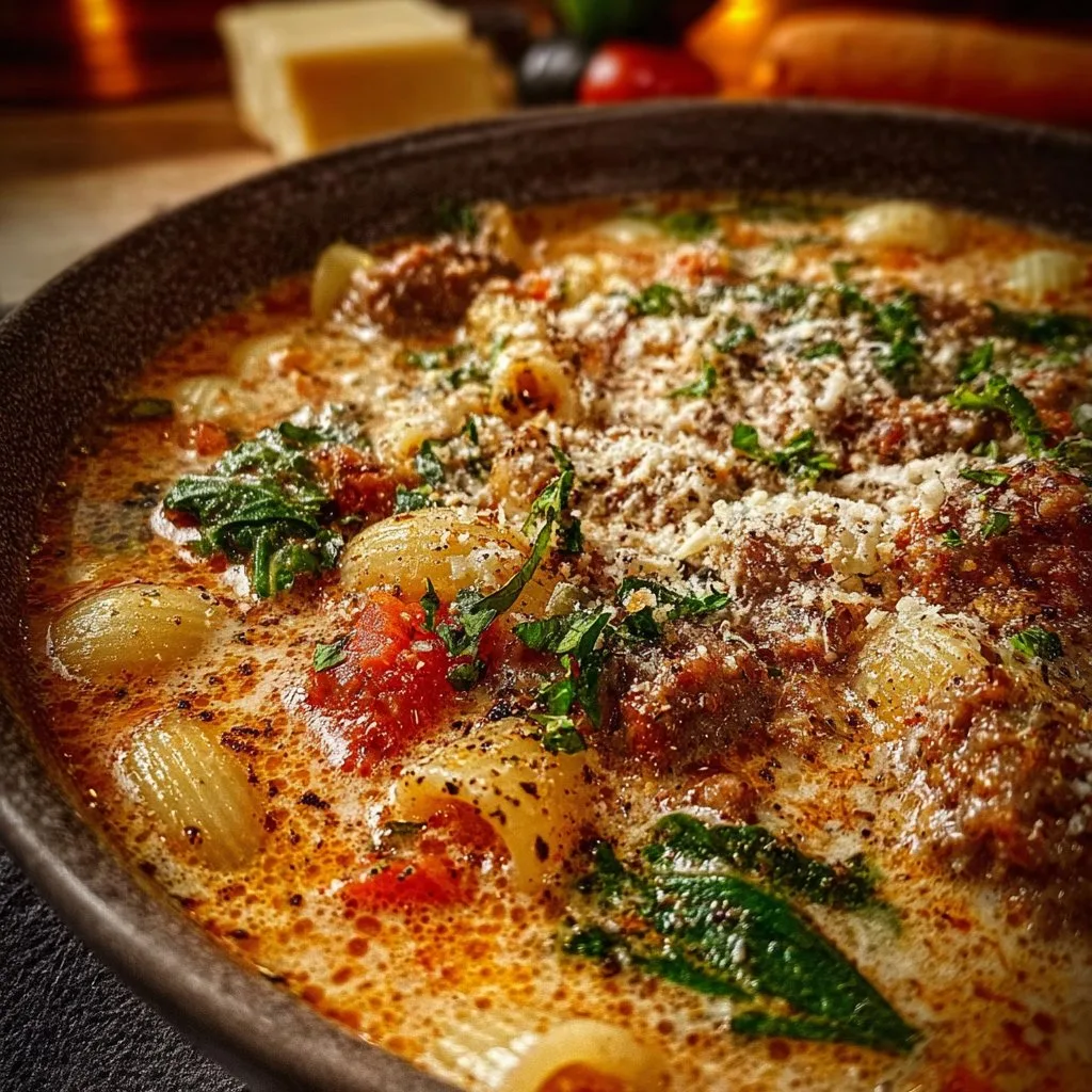 Creamy Parmesan Italian Sausage Ditalini Soup