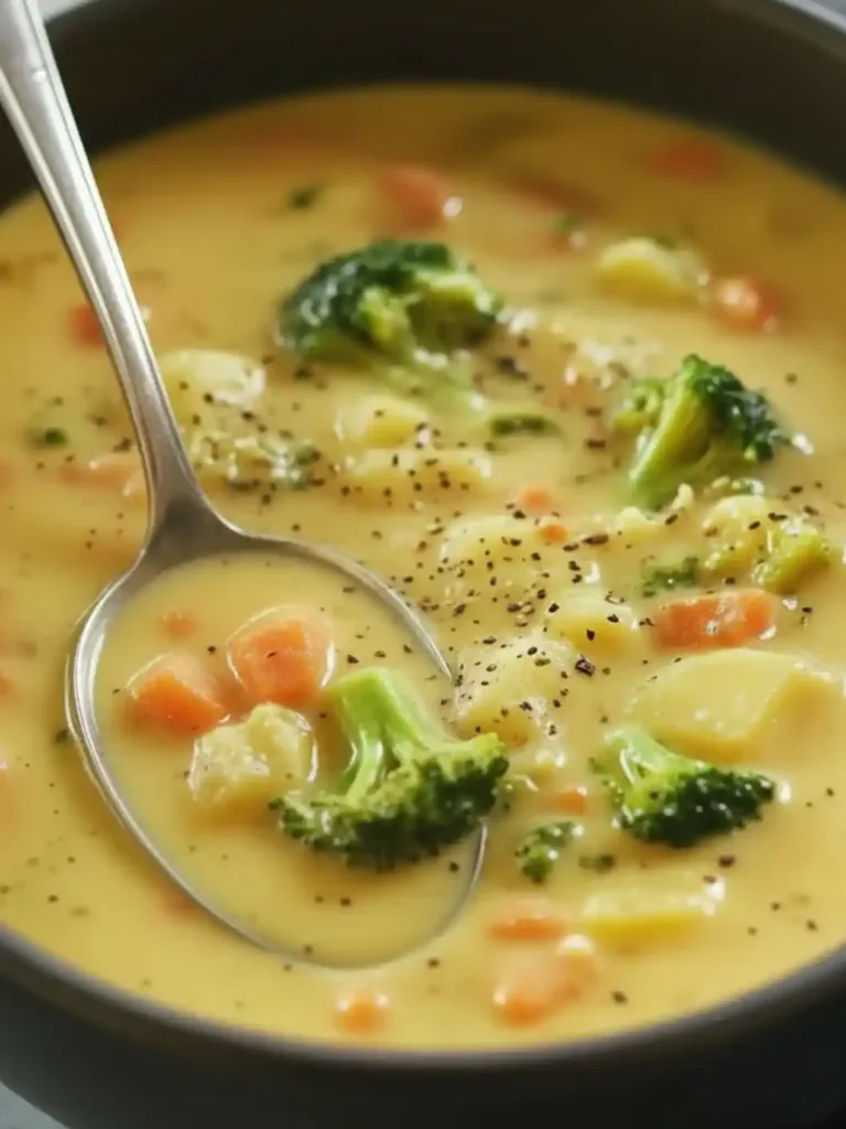 Crockpot Potato Broccoli Cheddar Soup serving
