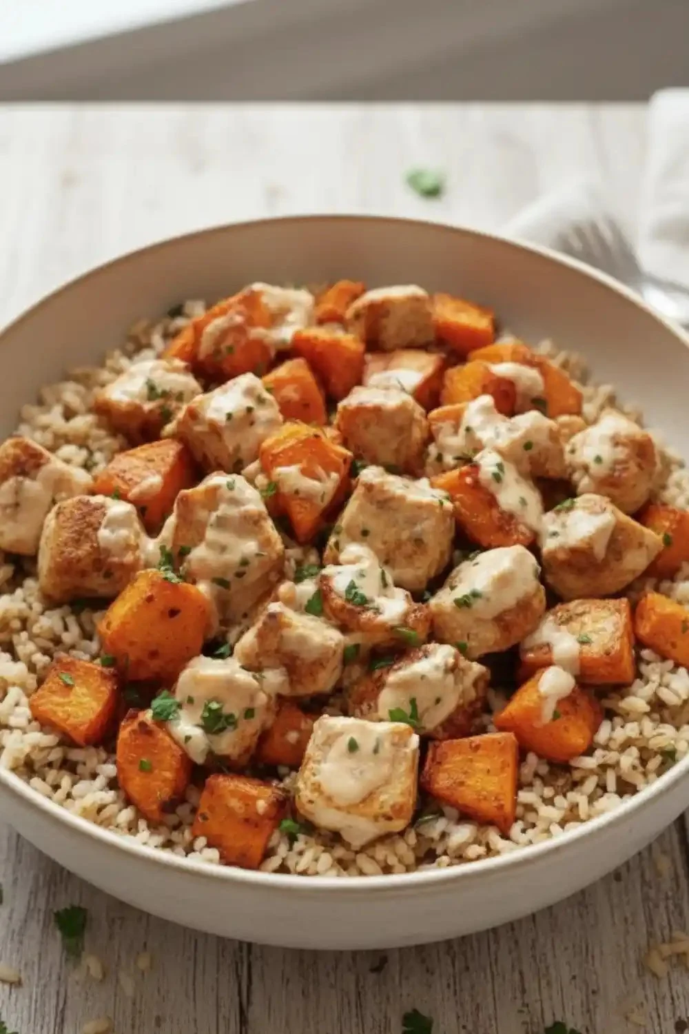 Healthy Chicken & Sweet Potato Rice Bowl