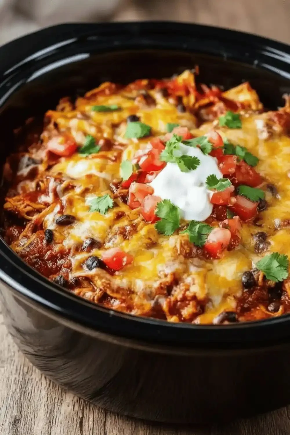 Crockpot Chicken Enchilada Casserole