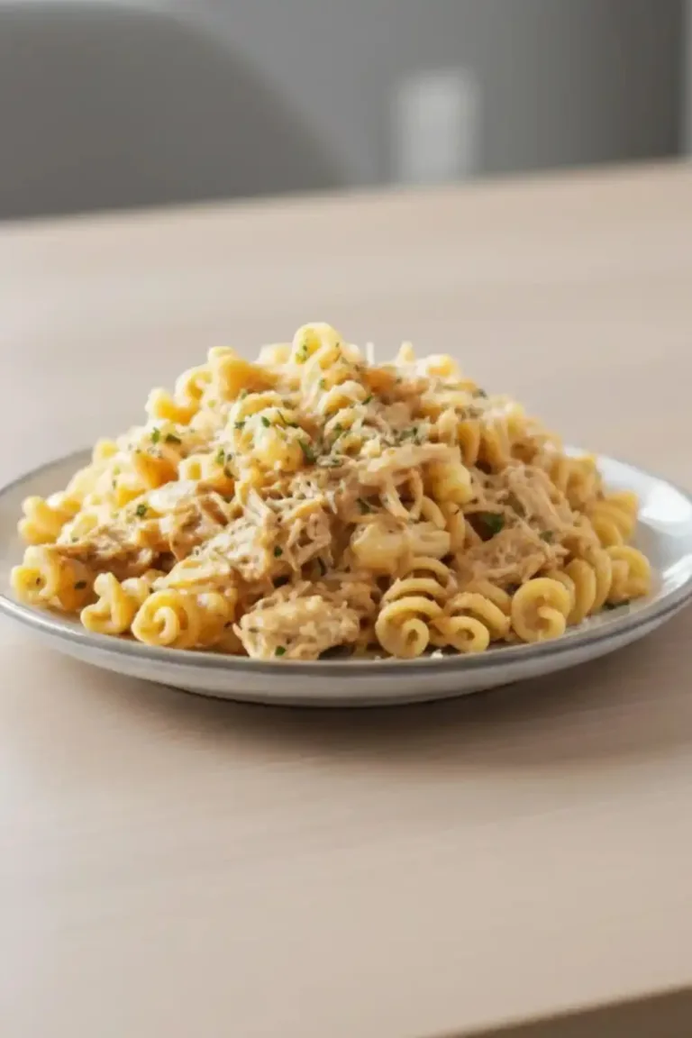 Crockpot Garlic Parmesan Chicken served in a bowl with herbs and spices