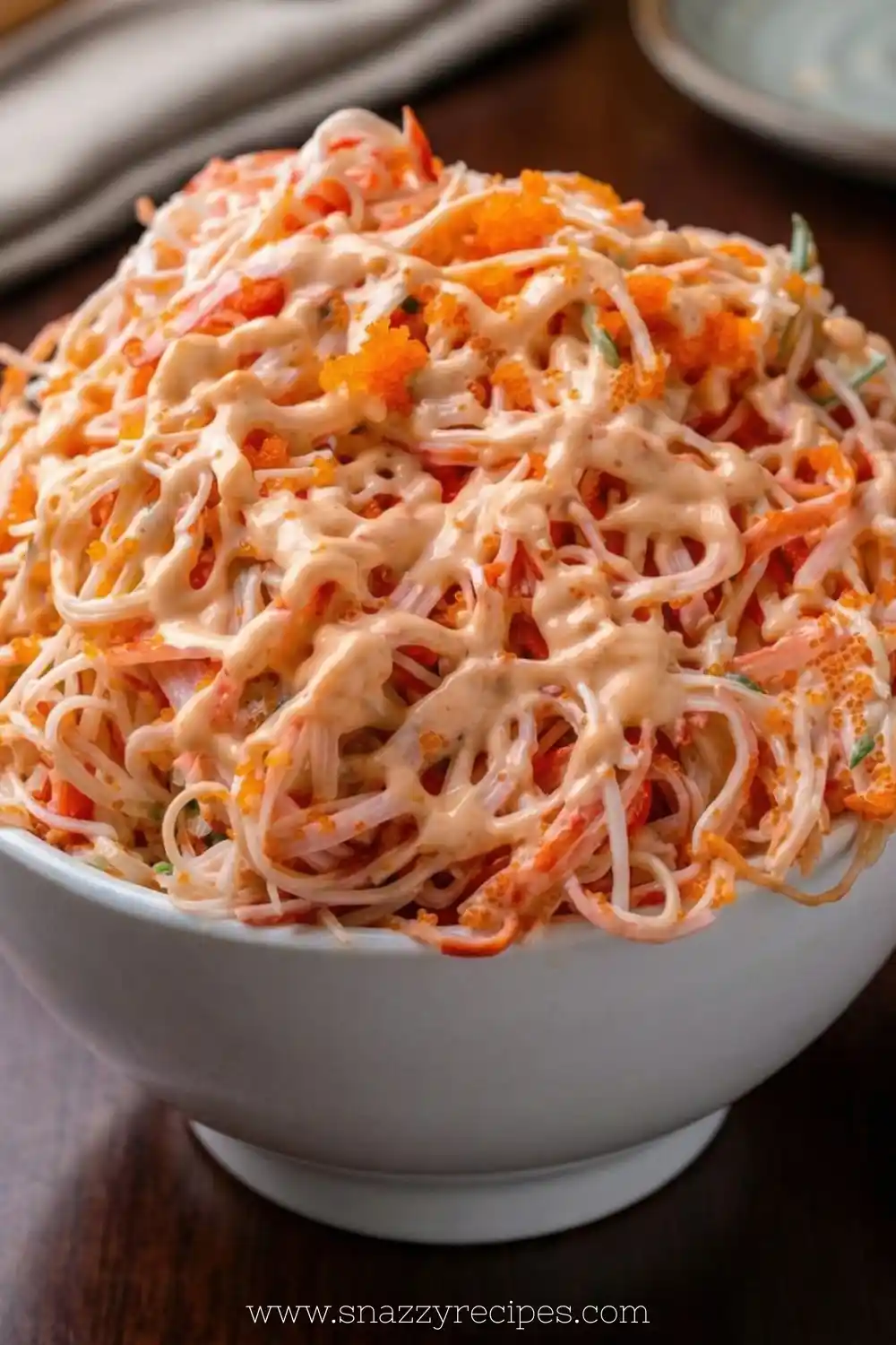 Delicious crab salad recipe with fresh vegetables and a tangy dressing