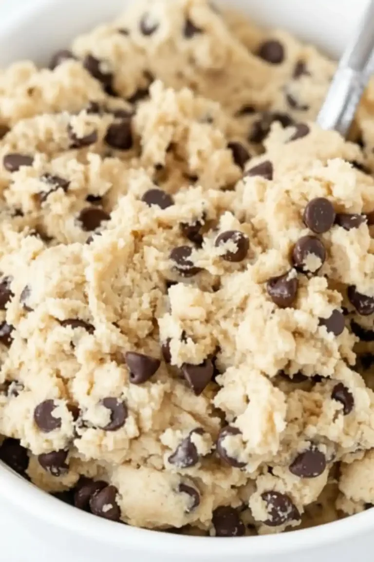 Delicious bowls of edible cookie dough with chocolate chips and sprinkles.