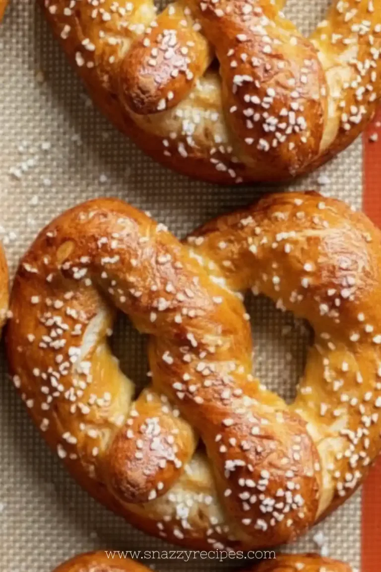 Delicious homemade soft pretzels topped with coarse salt