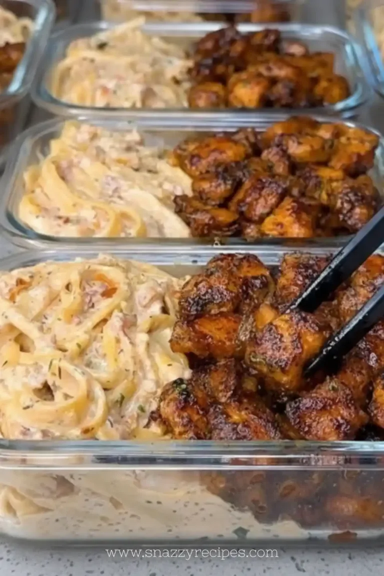Delicious Honey Butter Chicken Alfredo served with pasta and garnished with herbs.