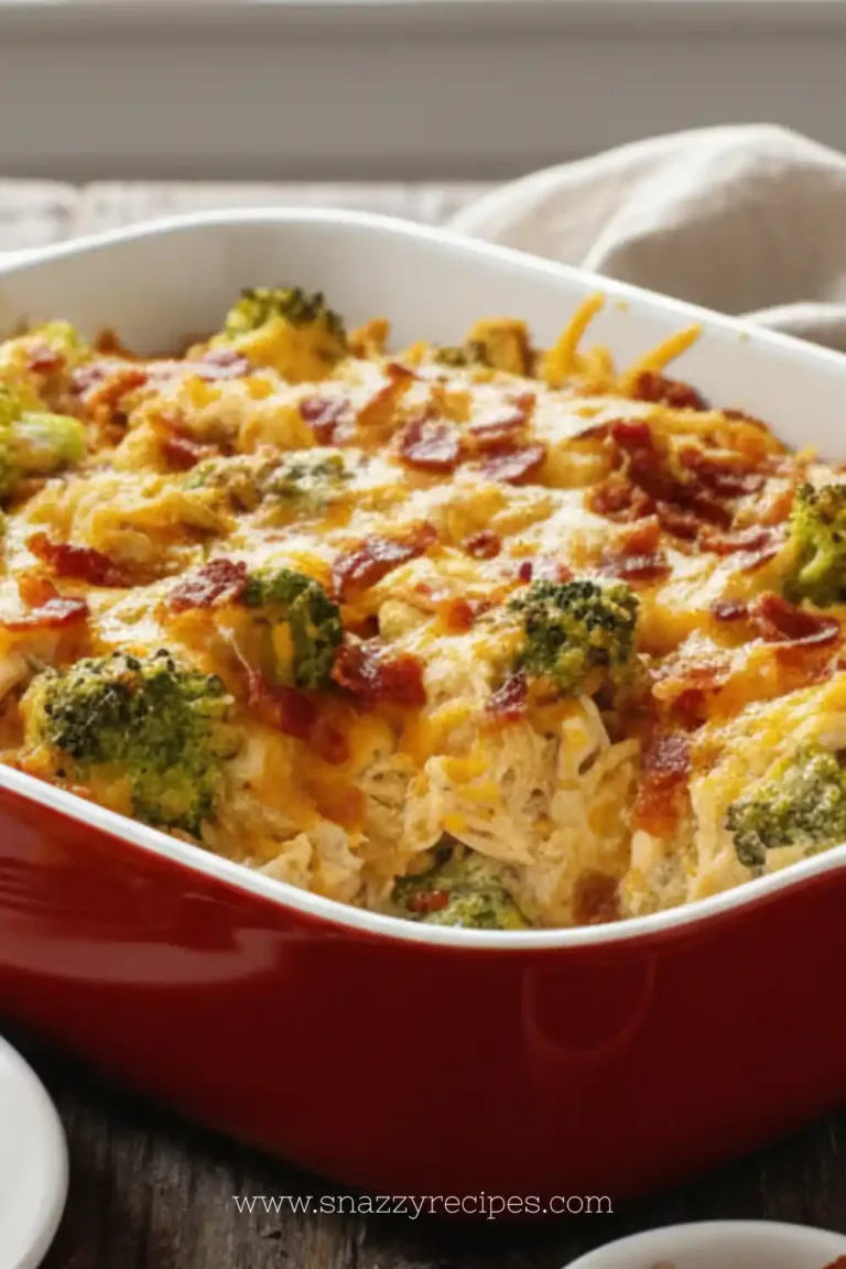 Healthy low carb chicken casserole dish with vegetables and cheese