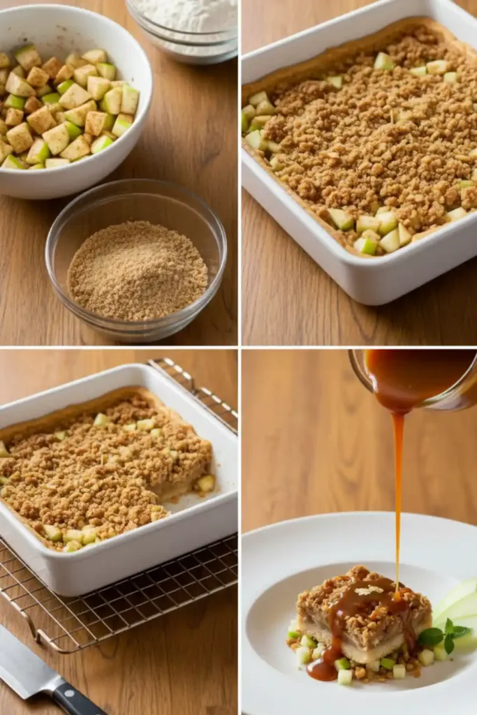 Salted Caramel Apple Pie Bars steps