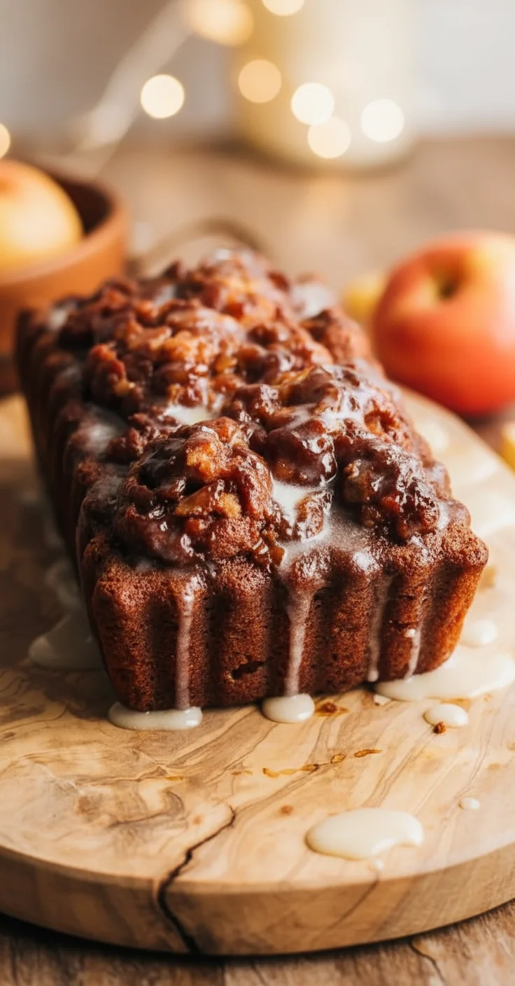 Freshly baked Amish apple fritter bread with apples and cinnamon