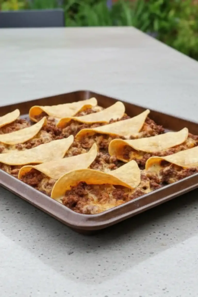 Crispy ground beef tacos filled with fresh toppings and served on a plate.