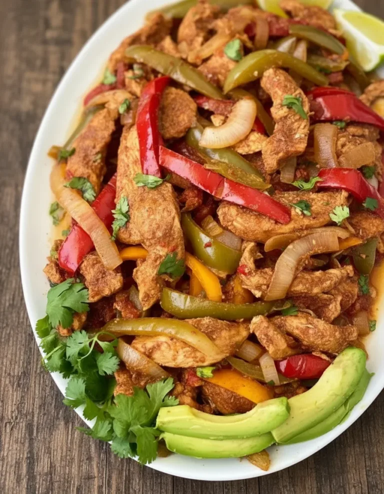 Slow Cooker Chicken Fajitas with colorful bell peppers and onions