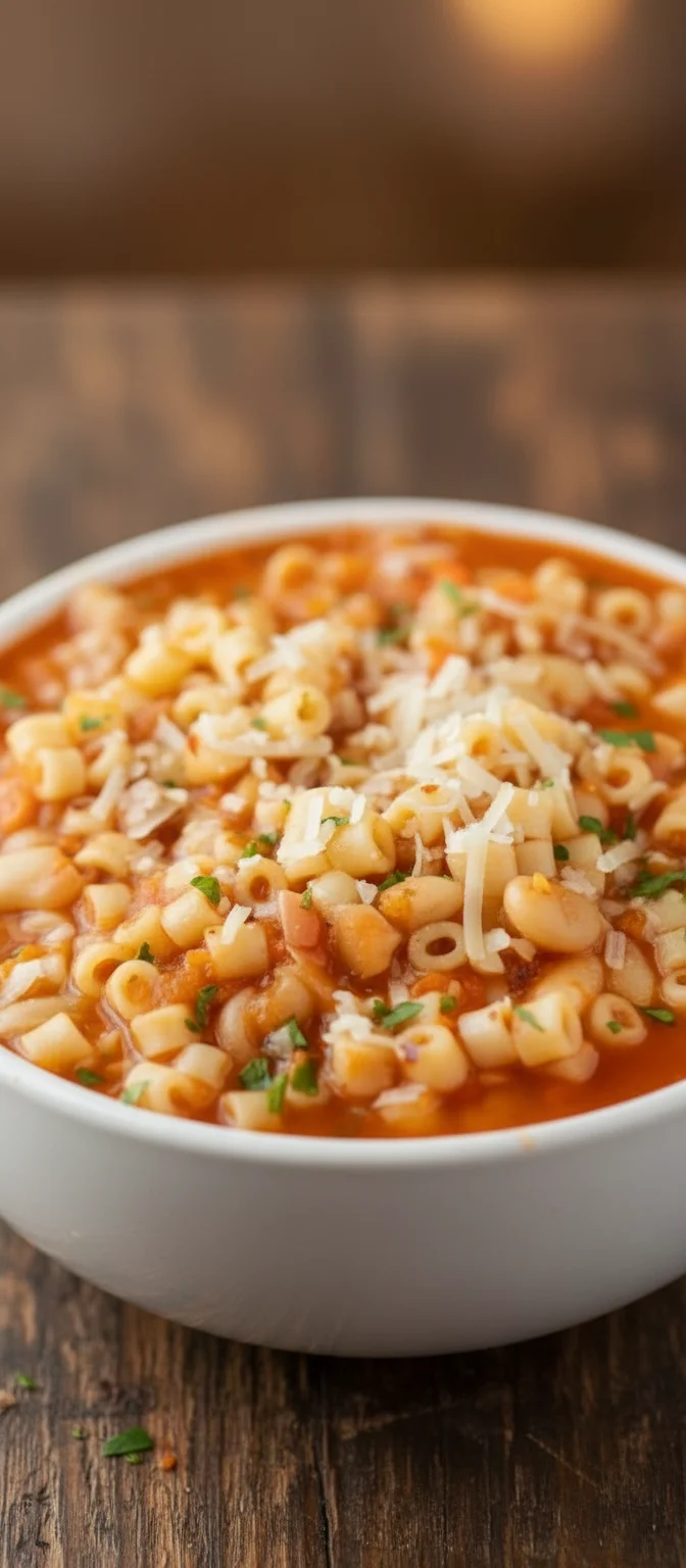 Bowl of the best Pasta Fagioli soup garnished with herbs
