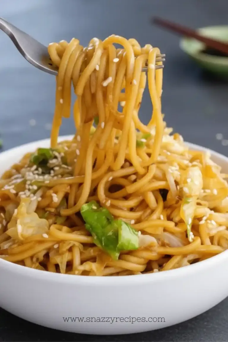 Classic Chinese Chow Mein dish with vegetables and noodles