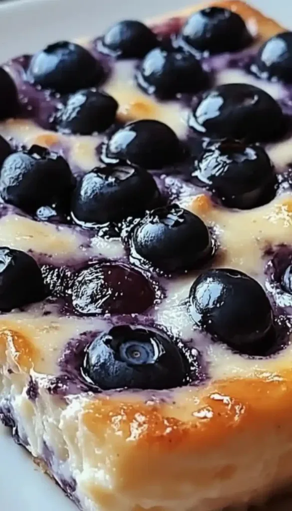 Blueberry Cottage Cheese Breakfast Bake served in a rustic dish