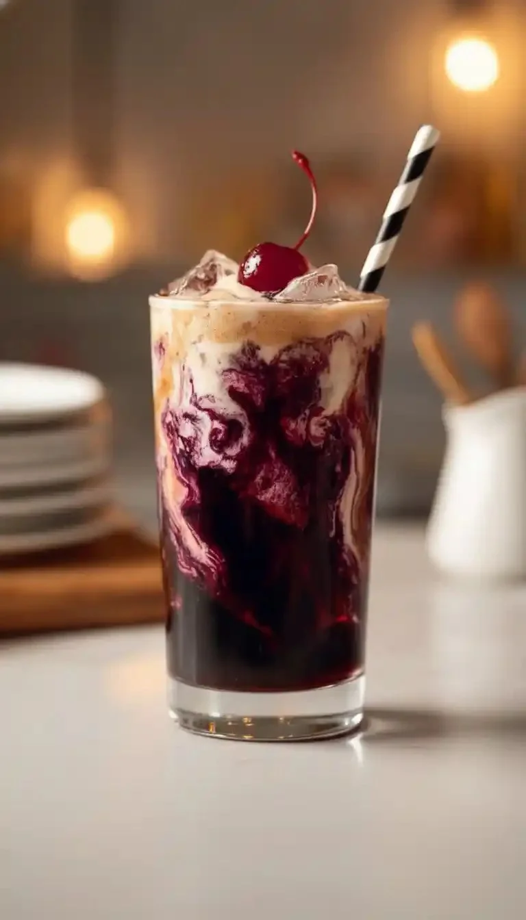 Delicious Dr Pepper Coconut Blackberry Smoothie in a vibrant glass