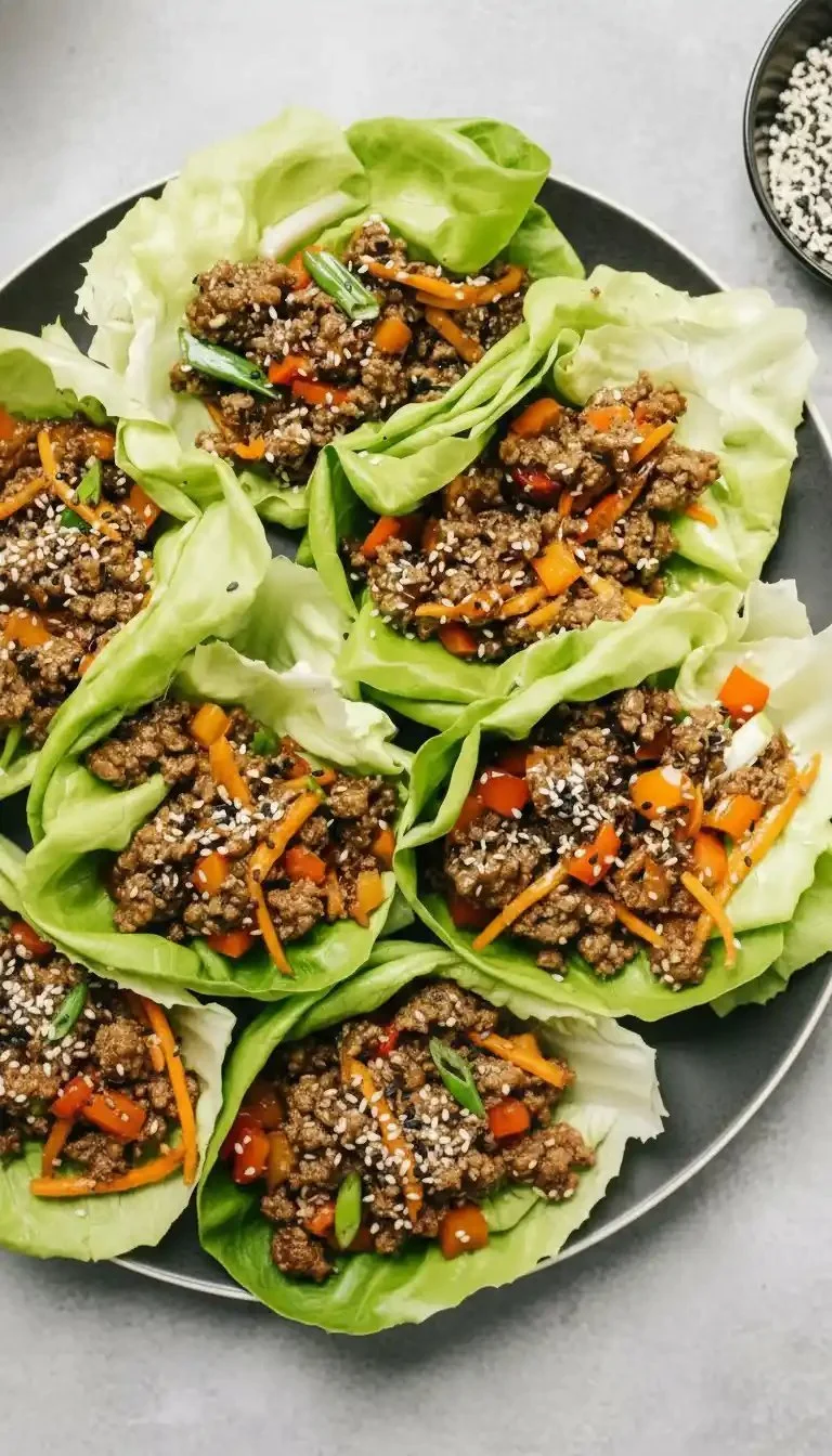 Ground beef lettuce wraps served on a plate for a healthy meal option
