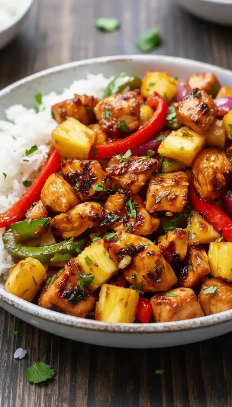 Hawaiian Chicken Sheet Pan recipe with vibrant vegetables and chicken pieces