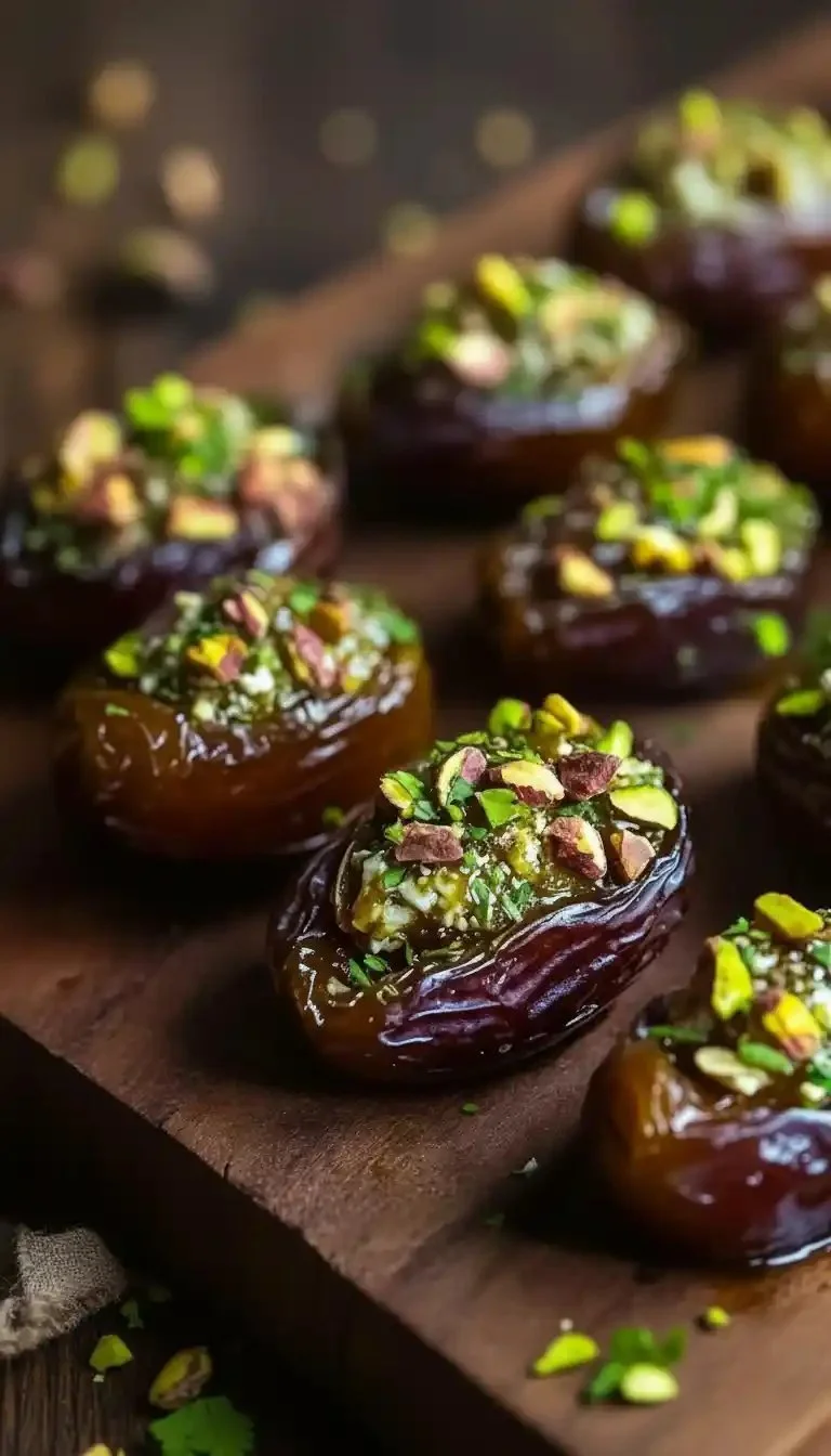 Honey Pistachio Ricotta Stuffed Dates