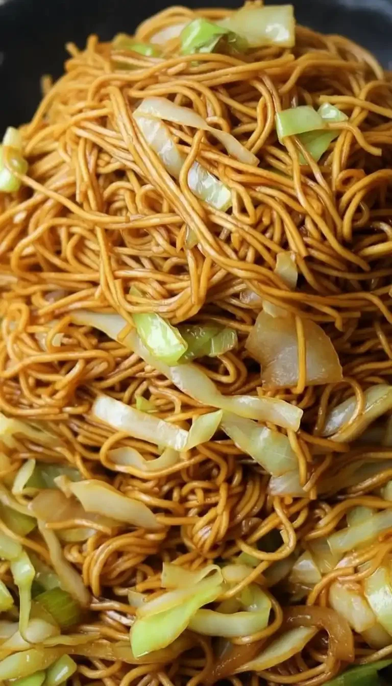 Delicious fried noodles served at Panda Express with vibrant vegetables