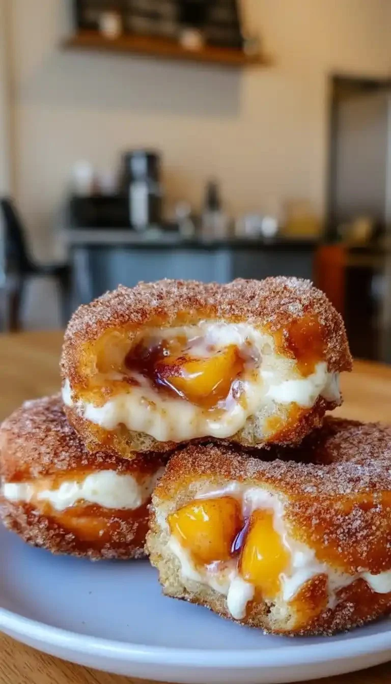 Peach Cobbler Cheesecake Donuts